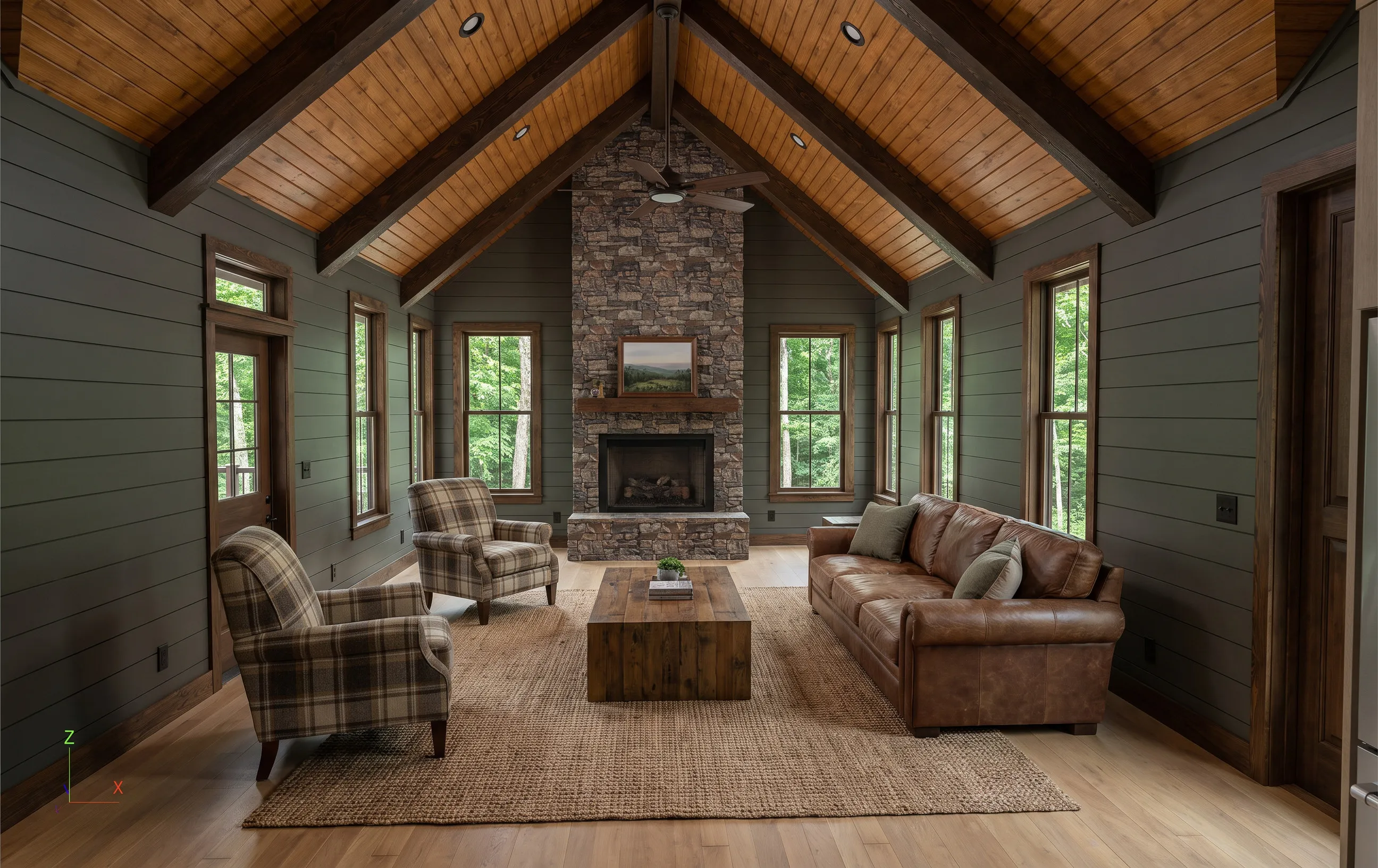 The Yonah in the Cabin look — finish-study rendering 3 of 11