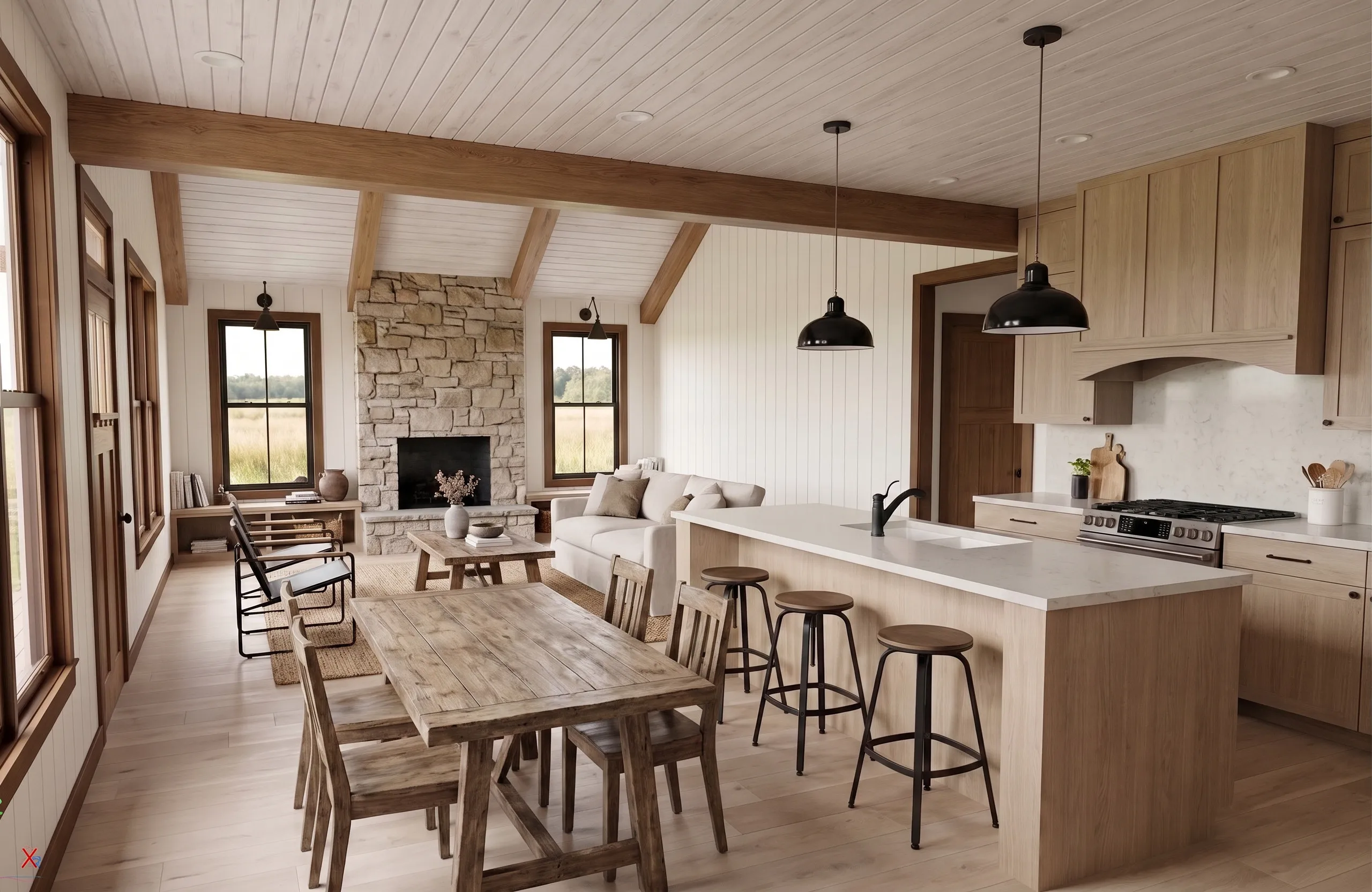 The Soque in the Modern Farmhouse look — finish-study rendering 3 of 14